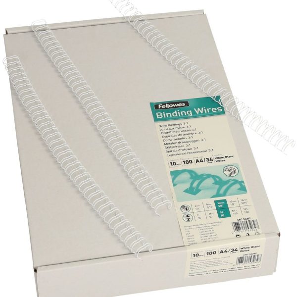FELLOWES Drahtbinderücken 10mm 53262 weiss 100 Stück