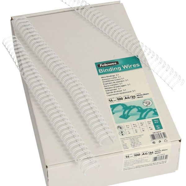 FELLOWES Drahtbinderücken 14mm 53274 weiss 100 Stück