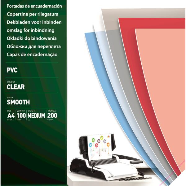 FELLOWES Deckblatt 200mic A4 5376102 grau transp. 100 Stück