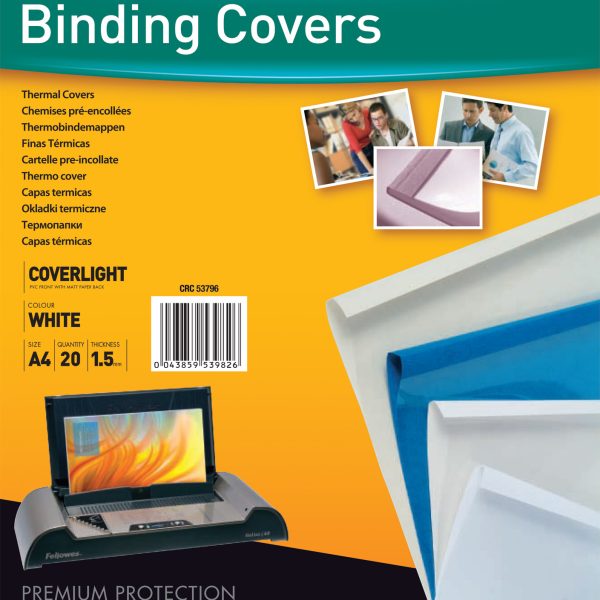 FELLOWES Thermobinderücken 200g 1.5mm 5379601 weiss 20 Stück
