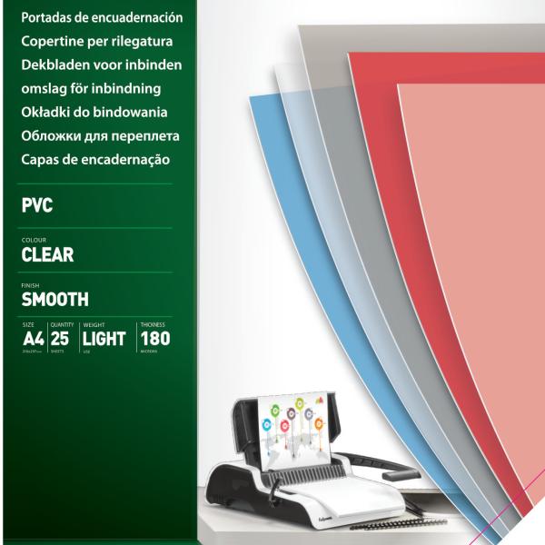 FELLOWES Deckblatt für Bindesysteme A4 5380001 transparent, 180my 25 Stück