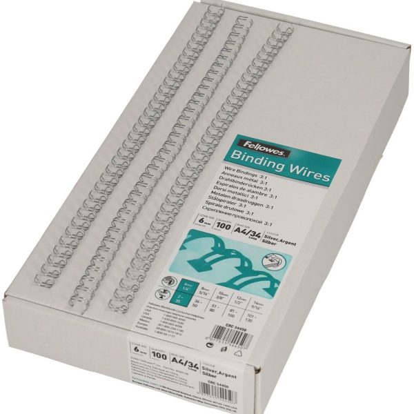 FELLOWES Drahtbinderücken 6mm 54450 silber 100 Stück
