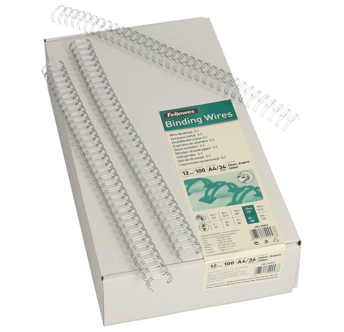FELLOWES Drahtbinderücken 12mm 54453 silber 100 Stück – Hochwertig & günstig bei ShopDeca