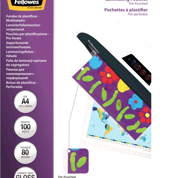 FELLOWES Laminierfolien Enhance 80g A4 5452502 gelocht 100 Stück