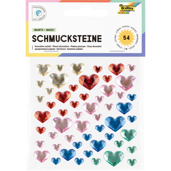 FOLIA Schmucksteine Hearts Basic 12311 selbstklebend 54 Stück