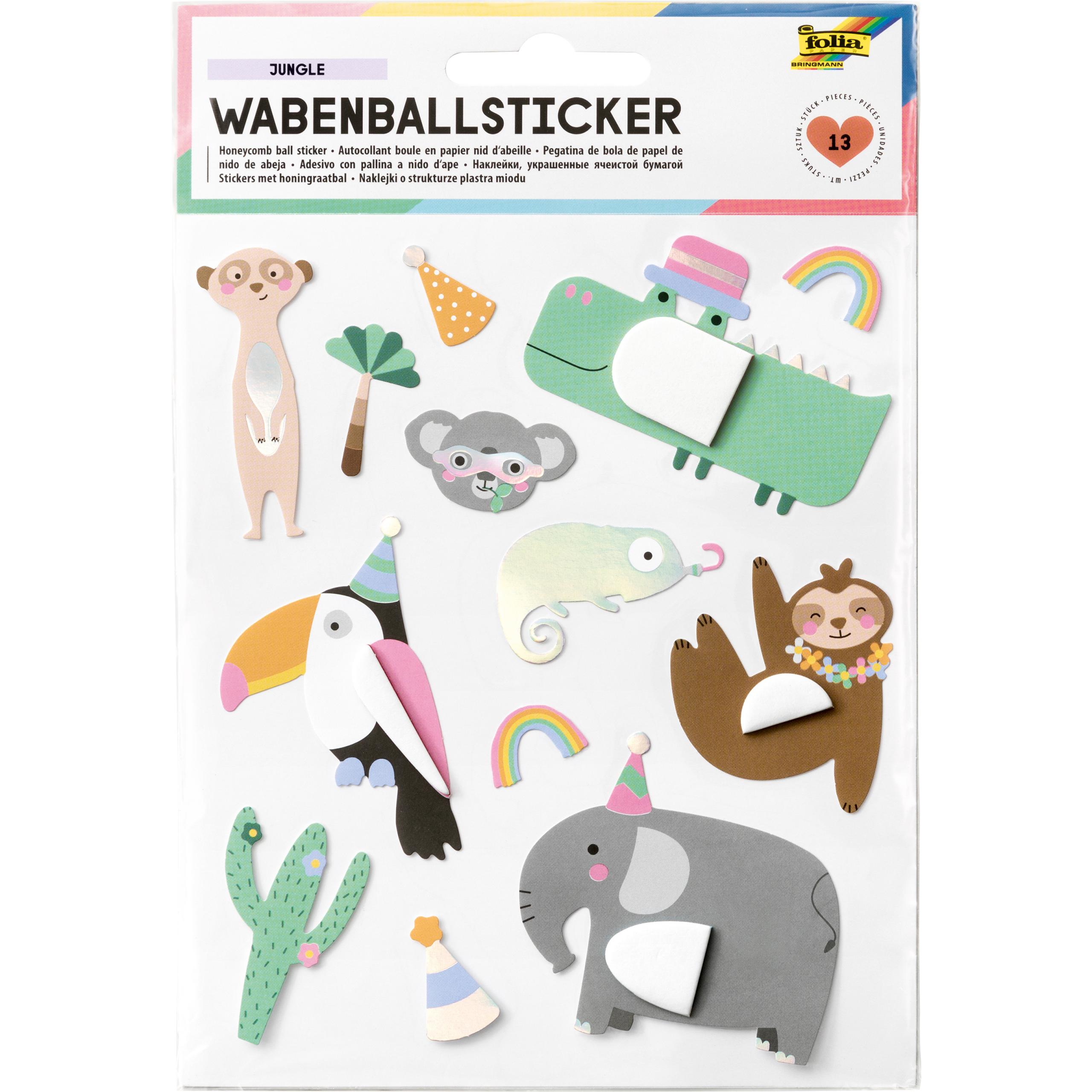 FOLIA-18401-4001868130546 FOLIA Wabenball Sticker Jungle 18401 13 Stück – Hochwertig & günstig bei ShopDeca
