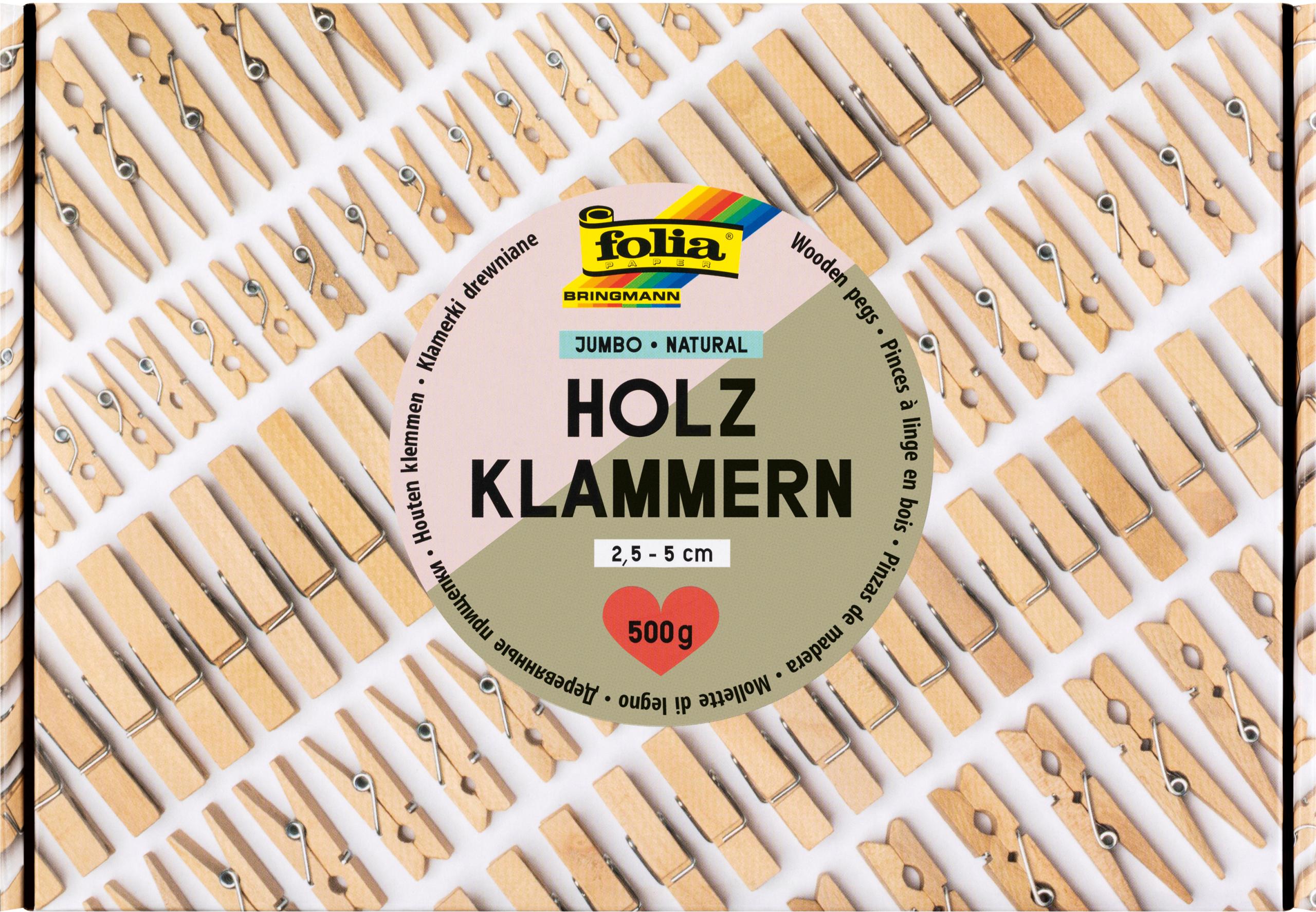 FOLIA-22994-4001868140897 FOLIA Holzklammern natural 500g 22994 Jumbo Pack, 2.5-5 cm – Hochwertig & günstig bei ShopDeca