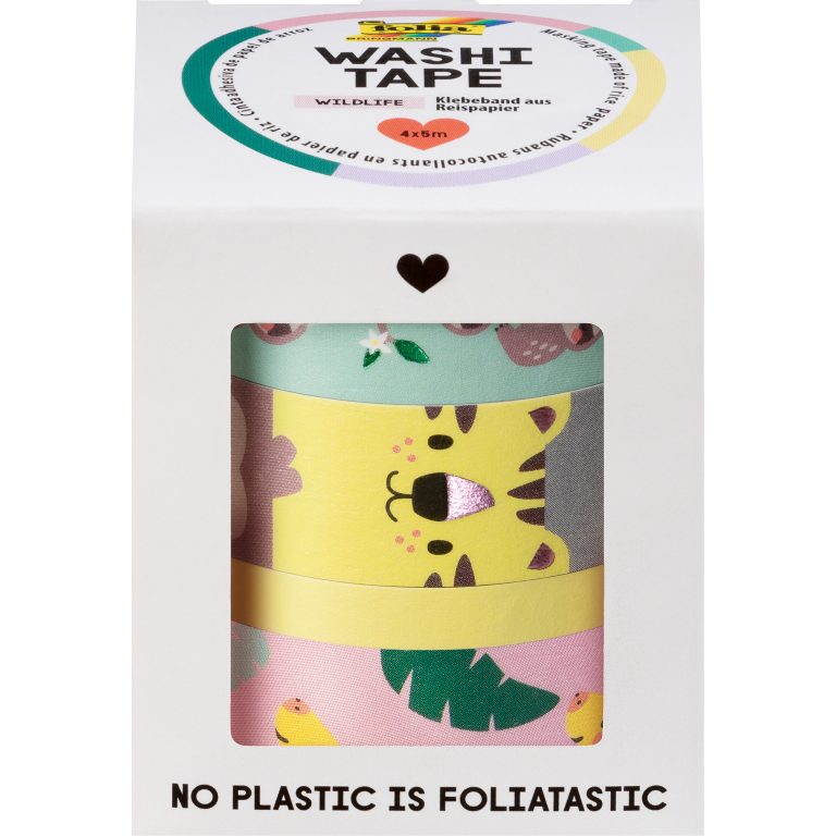 FOLIA Washi Tape Set Wildlife 26457 Hotfoil 4 Stück