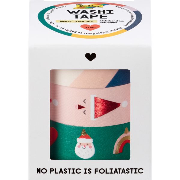 FOLIA Washi Tape Set Merry Jingling 26458 Hotfoil 4 Stück