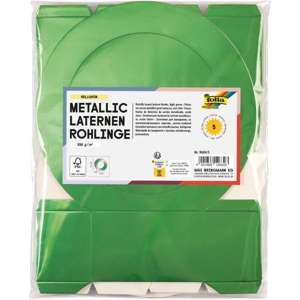 FOLIA Laternenrohlinge 19cm 9604/5 hellgrün 5 Stück