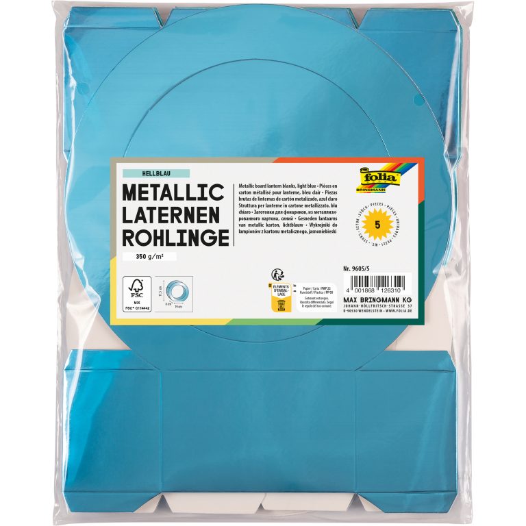 FOLIA Laternenrohlinge 19cm 9605/5 hellblau 5 Stück