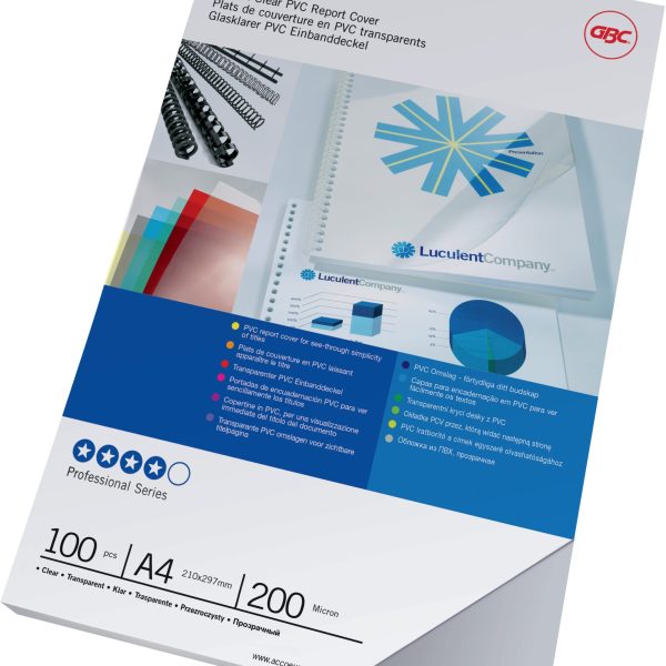 GBC HiClear Abdeckfolie PVC A4 CE012080F klar 200 mic 100 Stück