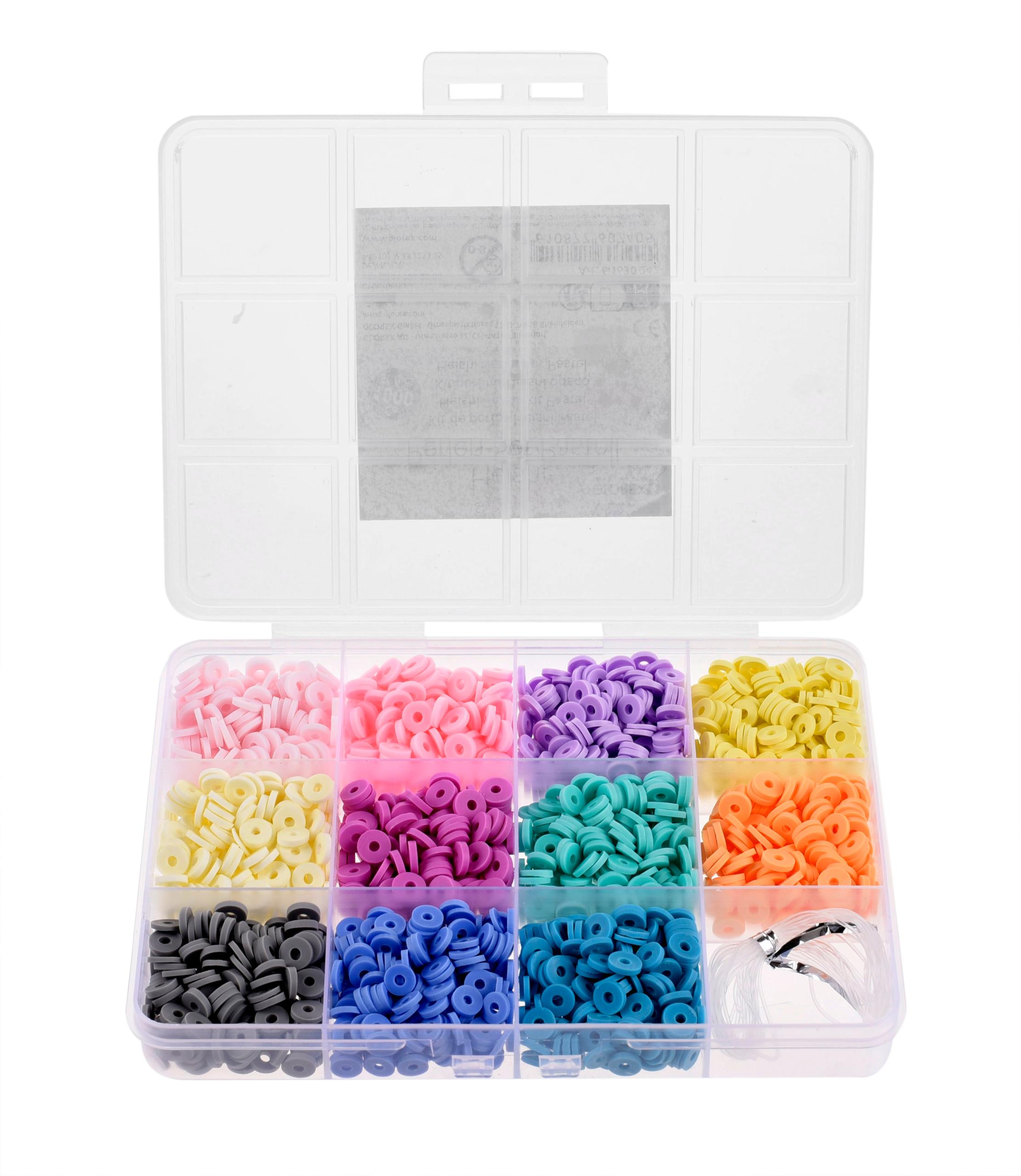 GLOREX-61630242-7610877607405 GLOREX Heishi Perlen-Set 61630242 pastel, assortiert 1000 Stück – Hochwertig & günstig bei ShopDeca