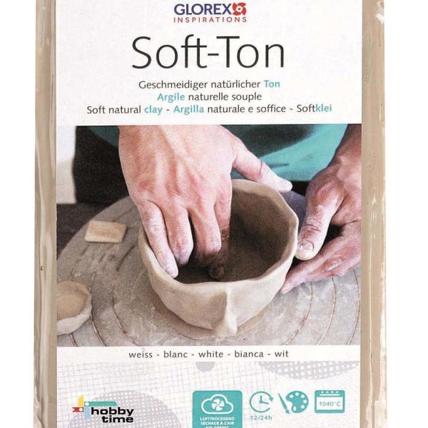 GLOREX Soft-Ton weiss 1kg 68075201 lufthärtend, brennbar