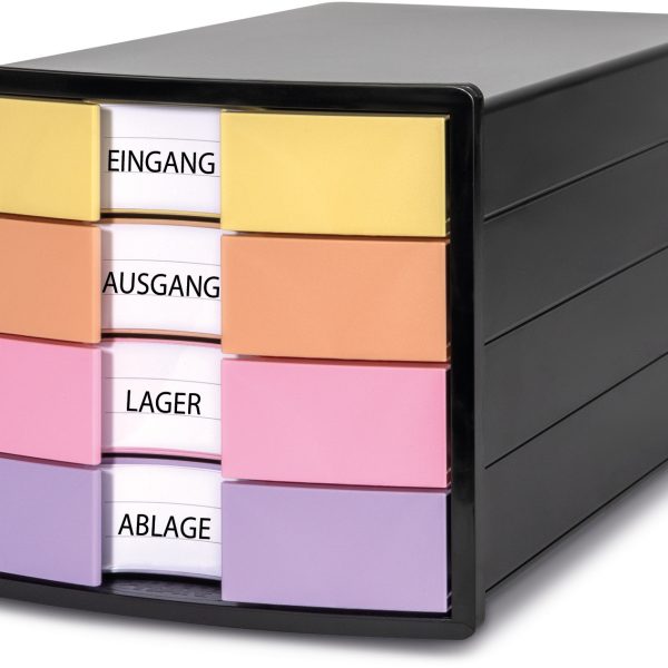 HAN Schubladenbox IMPULS A4/C4 14.75 schwarz/pastell, 4 Schubladen