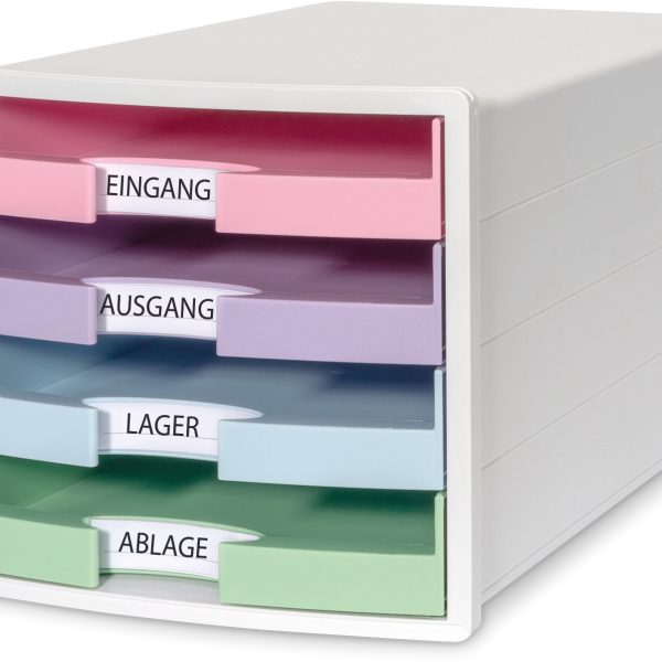 HAN Schubladenbox IMPULS A4/C4 14.75 weiss/pastell, 4 Schubladen
