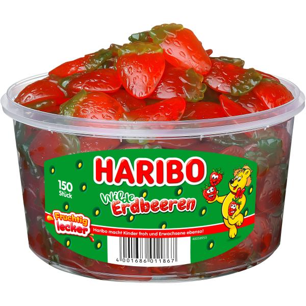 HARIBO Wilde-Erdbeeren 100009 Dose 1200g, 150 Stk.