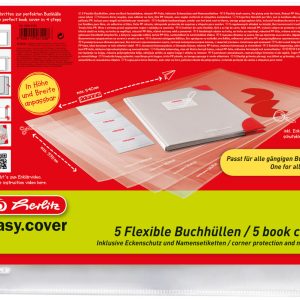 HERLITZ Buchhülle easy cover 50014750 5 Stück in Polybeutel Flexibel