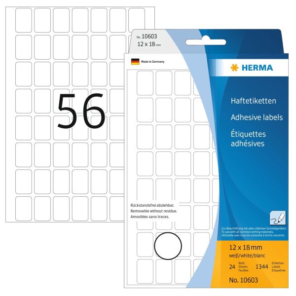 HERMA Etiketten Ablösbar 12×18mm 10603 weiss, non perm. 1792 Stück