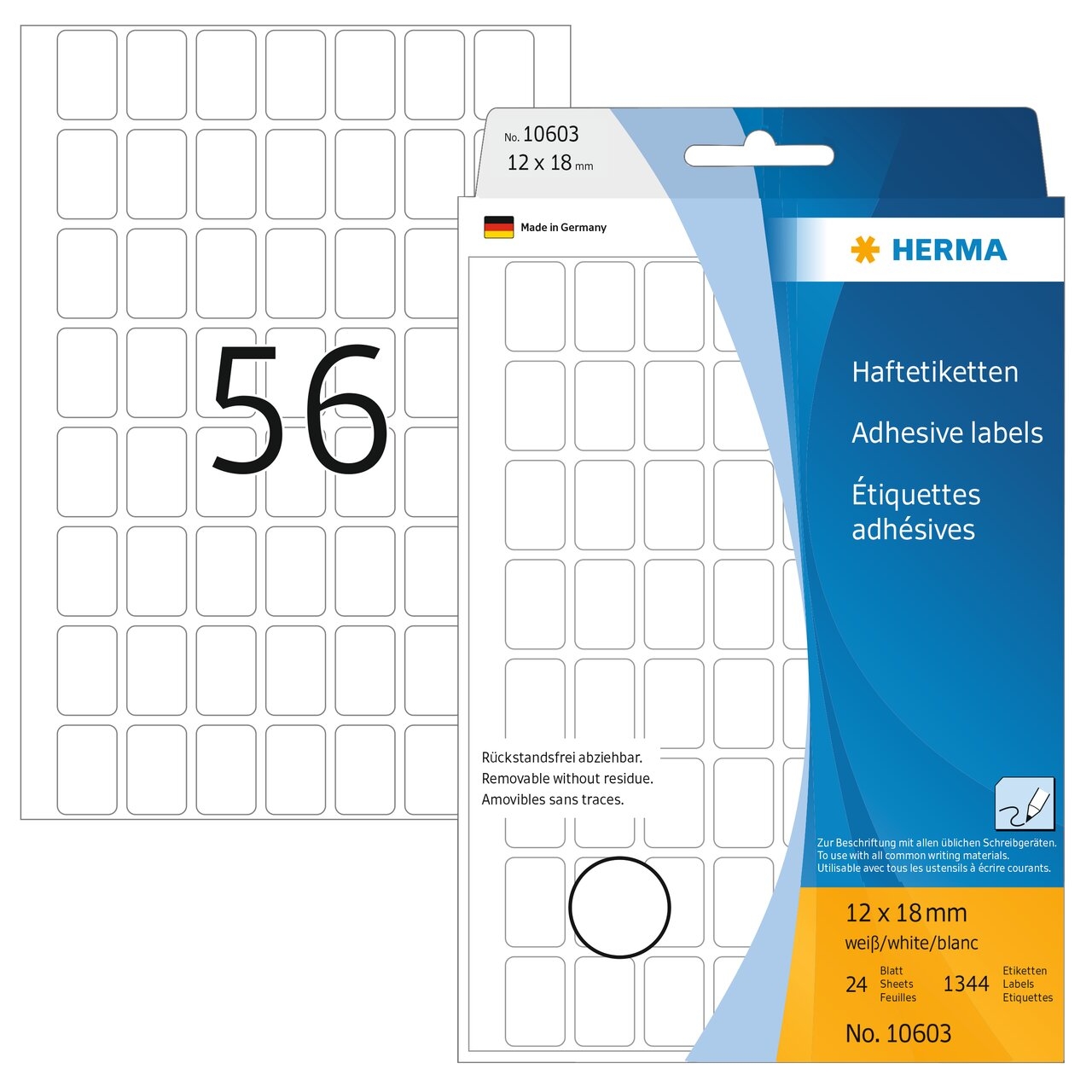 HERMA-10603-4008705106030 HERMA Etiketten Ablösbar 12×18mm 10603 weiss, non perm. 1792 Stück – Hochwertig & günstig bei ShopDeca
