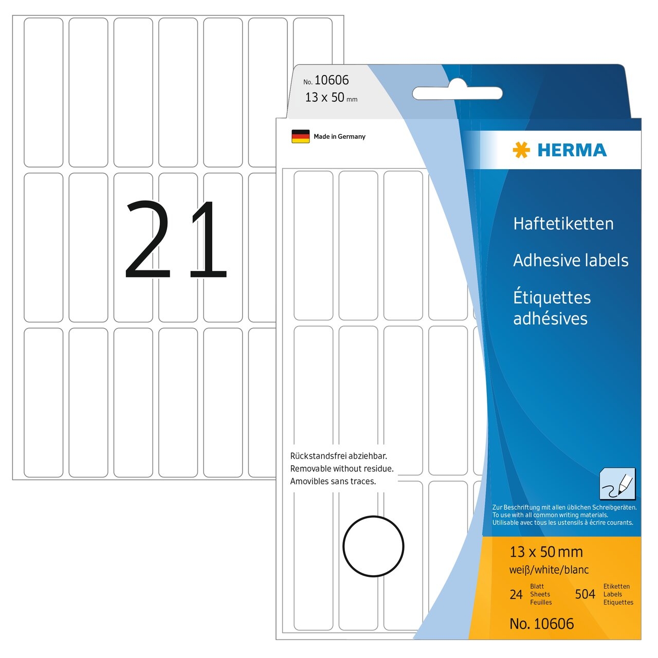 HERMA-10606-4008705106061 HERMA Etiketten Ablösbar 13×50mm 10606 weiss, non perm. 672 Stück – Hochwertig & günstig bei ShopDeca