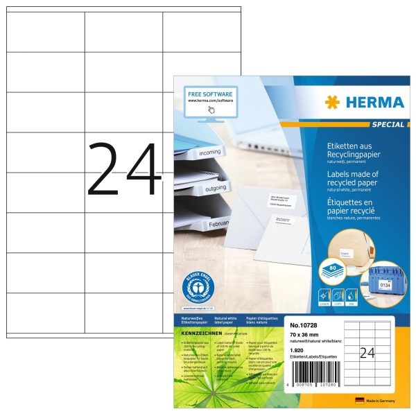 HERMA Etiketten 70×36mm 10728 recycling 1920 Stück