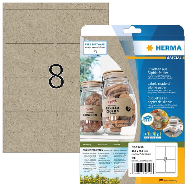 HERMA Etiketten 99,1 x 67,7 mm 10755 aus Silphie-Papier 160 Stück