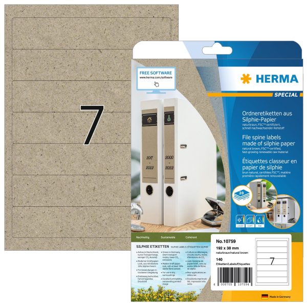 HERMA Etiketten 192,0 x 38,0 mm 10759 aus Silphie-Papier 140 Stück