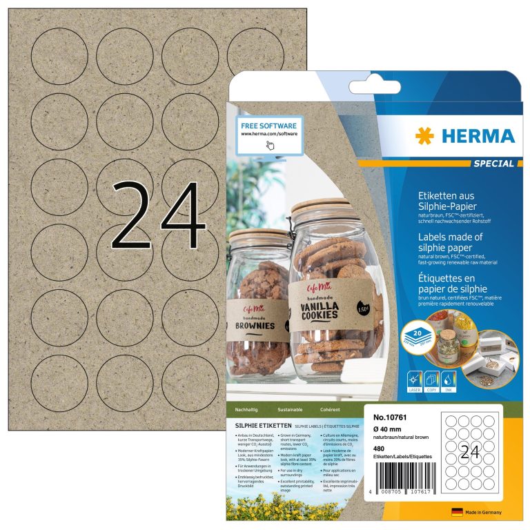 HERMA Etiketten rund 40 mm 10761 aus Silphie-Papier 480 Stück