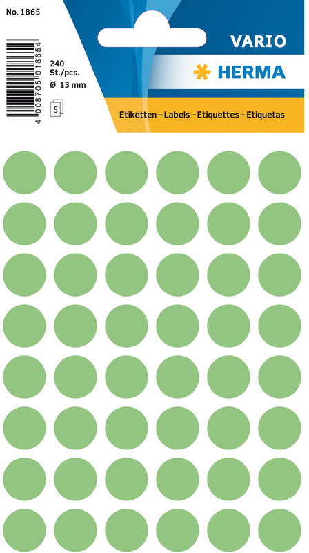 HERMA-1865-4008705018654 HERMA Markierungspunkte 13mm 1865 grün 240 Stück – Hochwertig & günstig bei ShopDeca