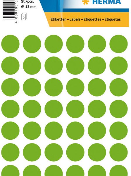 HERMA Etiketten rund 13mm 1868 leuchtgrün 240 Stück