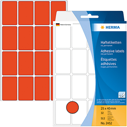 25x40-03-08-100400 HERMA Etiketten 25×40mm 2452 rot 512 Stück – Hochwertig & günstig bei ShopDeca