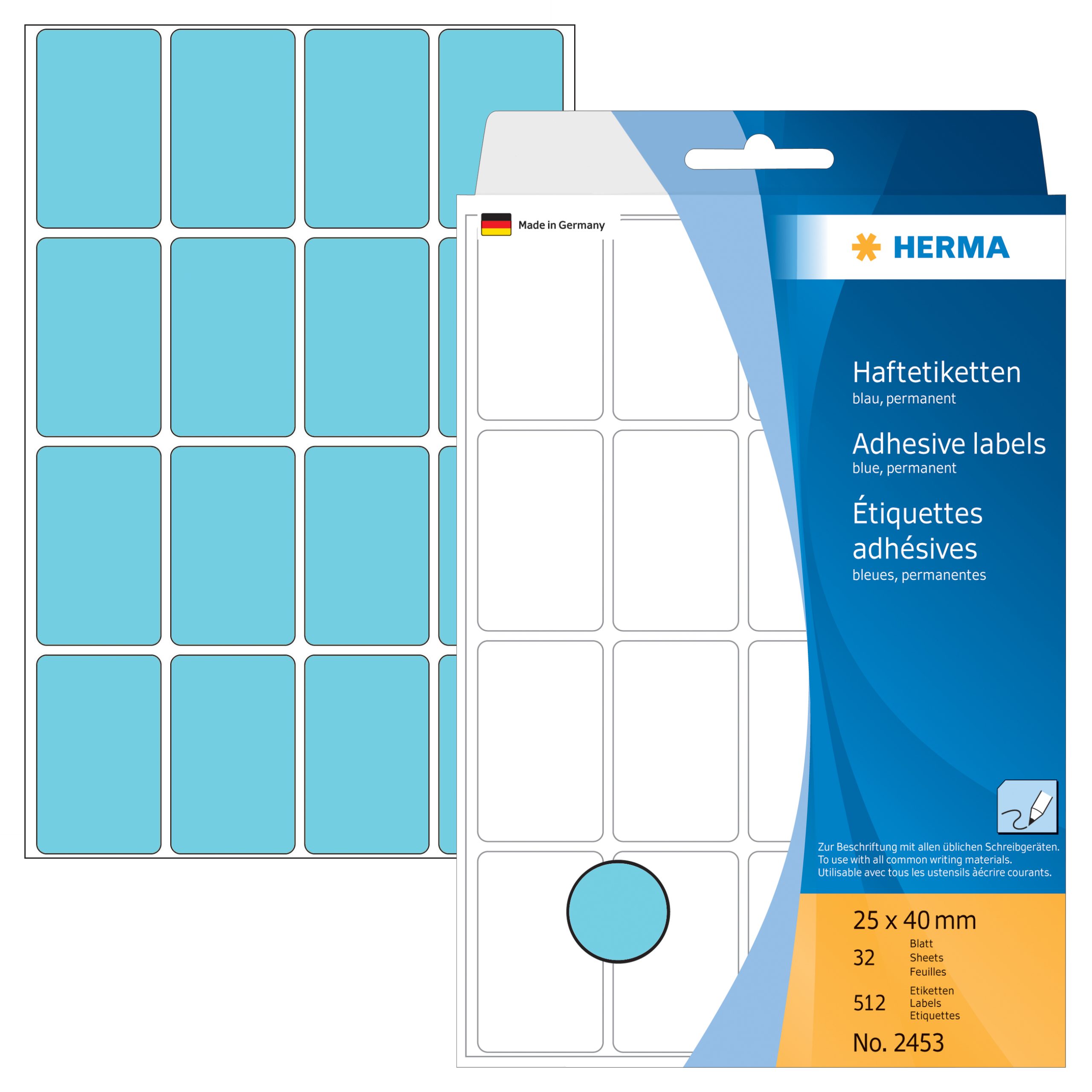 25x40-03-08-100400 HERMA Etiketten 25×40mm 2453 blau 512 Stück – Hochwertig & günstig bei ShopDeca