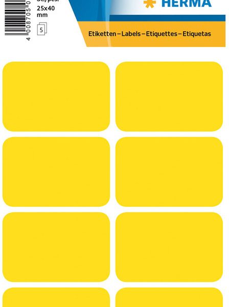 HERMA Etiketten 25×40mm 3691 gelb 40 Stück