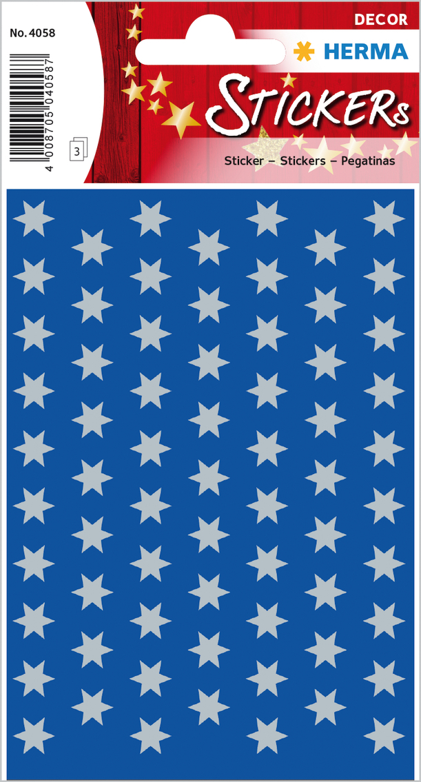 HERMA-4058-4008705040587 HERMA Sticker Sterne 8mm 4058 silber 201 Stück/3 Blatt – Hochwertig & günstig bei ShopDeca
