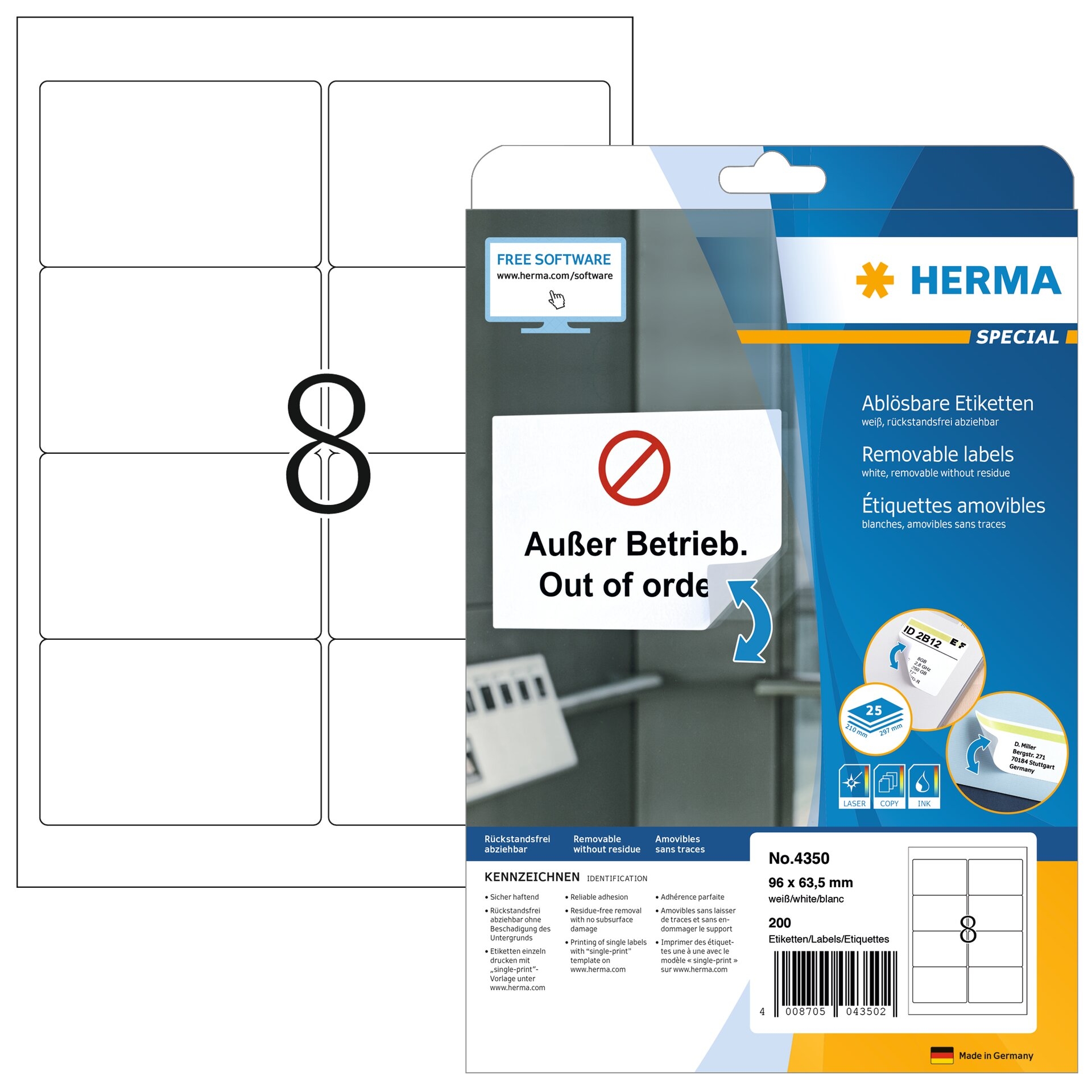 HERMA-4350-4008705043502 HERMA Etiketten Ablösbar 96,0x63,5mm 4350 weiss,non-perm. 200 St./25 Bl. – Hochwertig & günstig bei ShopDeca