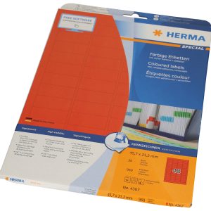 HERMA Etiketten 45.7x 21.2mm 4367 rot 960 Stück, 20 Blatt