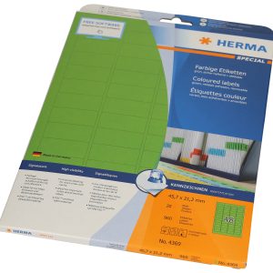 HERMA Etiketten 45.7x 21.2mm 4369 grün 960 Stück, 20 Blatt