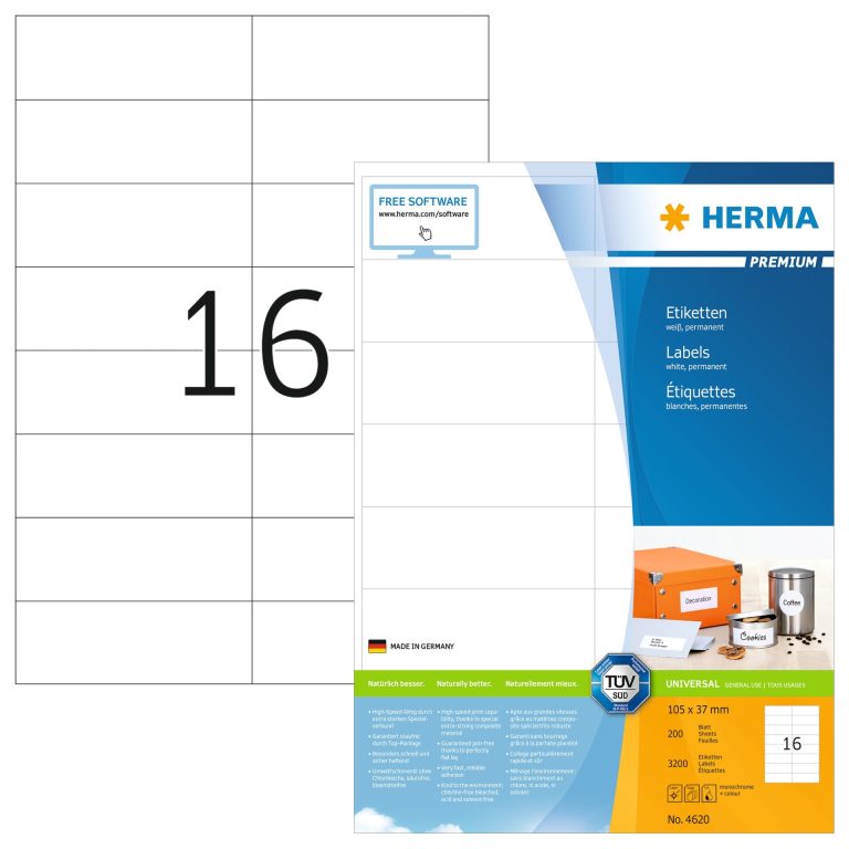 HERMA Etiketten Premium 105×37mm 4620 weiss 3200 Stück