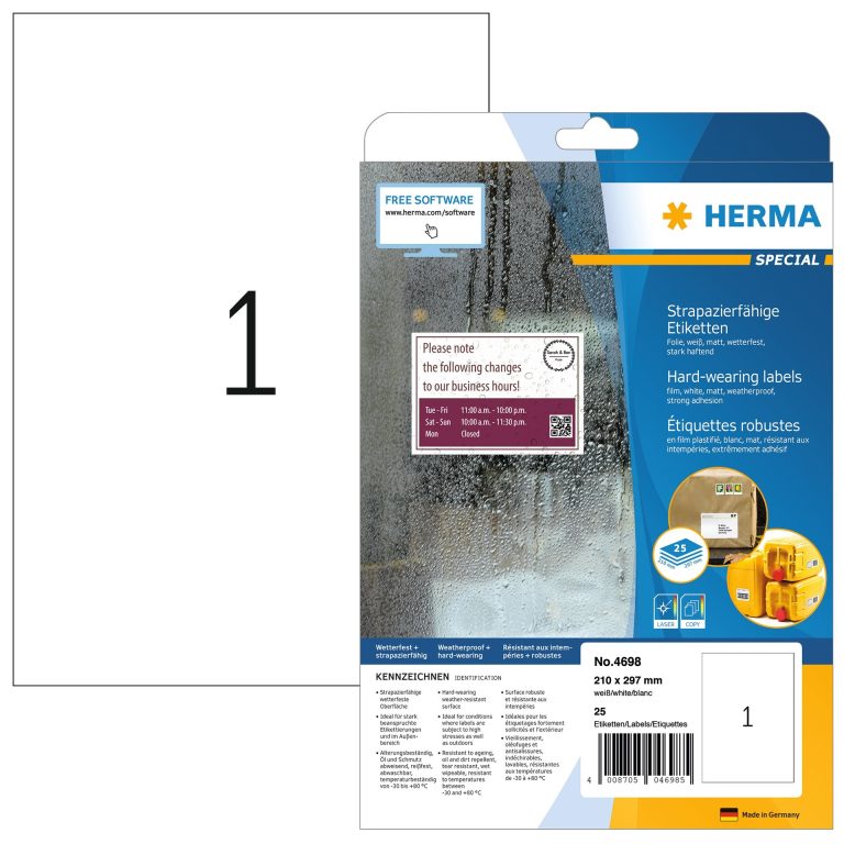 HERMA Etiketten Special A4 4698 weiss 25 Stück