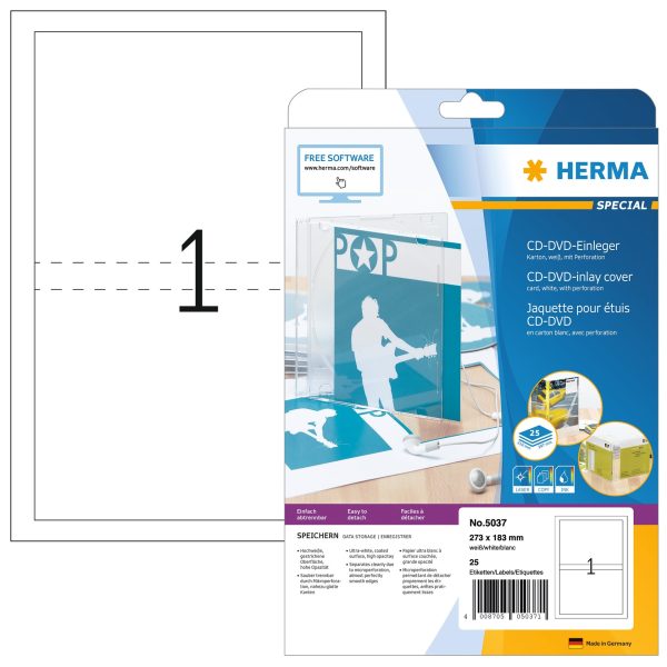 HERMA DVD-Einleger 273x183mm 5037 25 Stück
