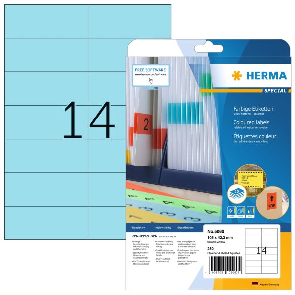 HERMA Etiketten Special 105x42,3mm 5060 blau 280 Stück