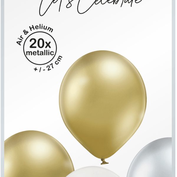 I AM CREATIVE Ballons Metallic Mix 27cm 1000-1058 creme, gold, silber 20 Stück