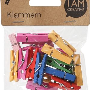 I AM CREATIVE Holzklammern 1301.18 bunt, 35x8mm, 20 Stück