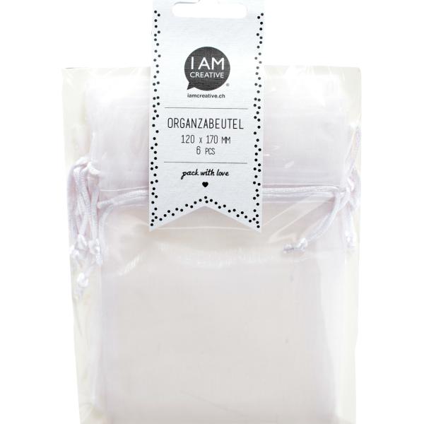 I AM CREATIVE Organzabeutel 12x17cm 2100.1 weiss 6 Stück