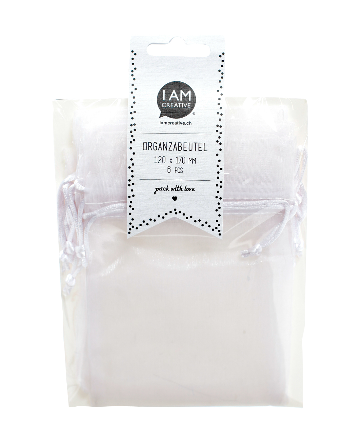 I-AM-CREATIVE-2100.1-7611983162758 I AM CREATIVE Organzabeutel 12x17cm 2100.1 weiss 6 Stück – Hochwertig & günstig bei ShopDeca