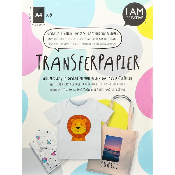I AM CREATIVE Bügelfolie A4 4010.54 helle Textilien 5 Blatt