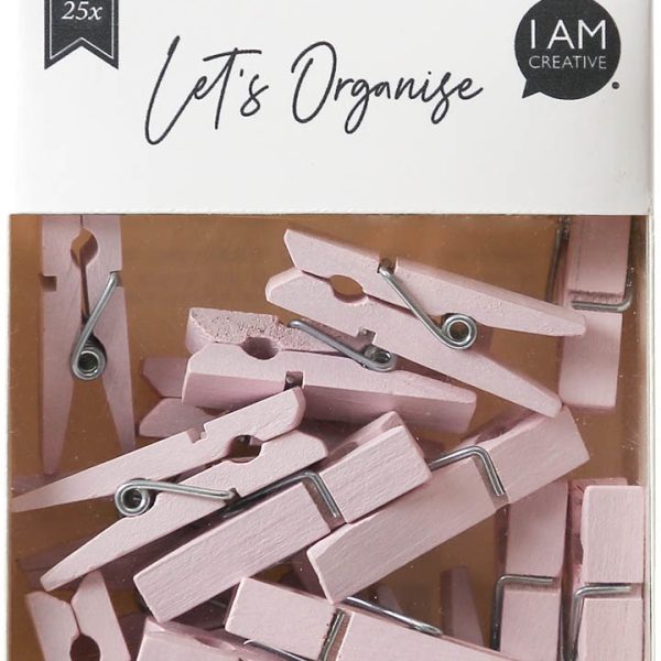 I AM CREATIVE Holzklammern Let`s Organize 4035.2 rosa, 35mm, FSC 25 Stück