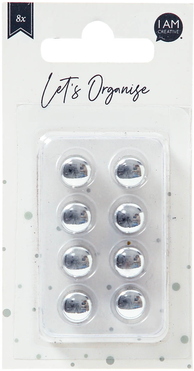 I-AM-CREATIVE-4035.38-7611983215355 I AM CREATIVE Dekomagnet Let`s Organize 4035.38 silber, rund 8 Stück – Hochwertig & günstig bei ShopDeca