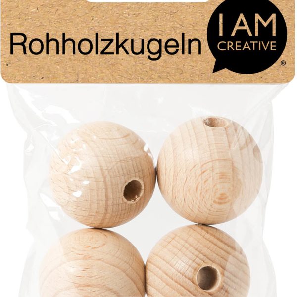 I AM CREATIVE Rohholzkugeln 30mm 4530.3 4 Stück
